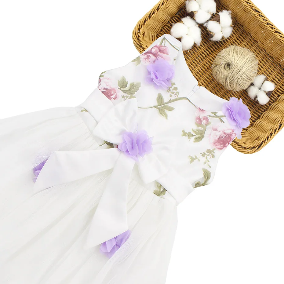 Girl Dress Party Flower Embroidery Kids Princess Sleeveless Children Teenage Girls Clothes 6 8 10 12 13 14 Year | Детская одежда и