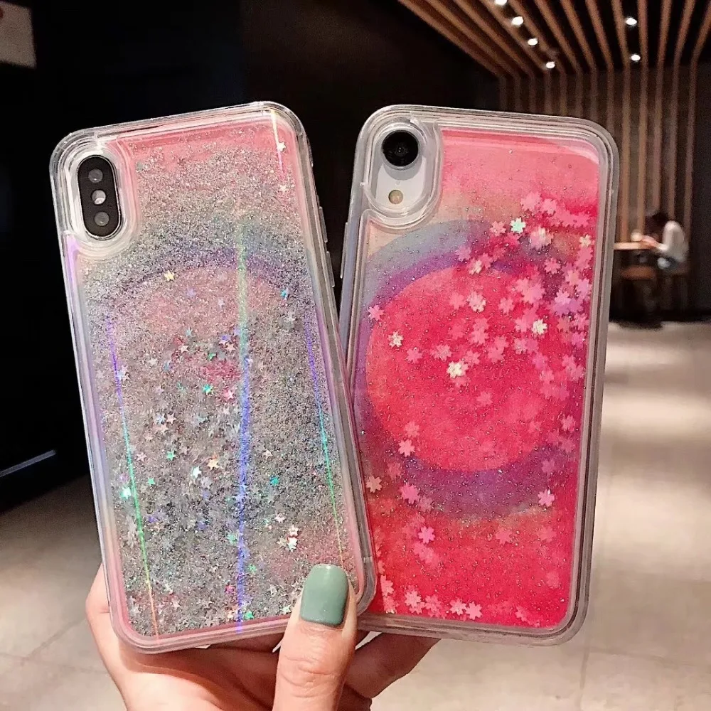 Glitter Bling phone Case For Apple iphone 6 6s 7 8 X XR XS MAX Quicksand Back Cover 6plus 7plus 8plus XSMax Liquid sand cases | Мобильные