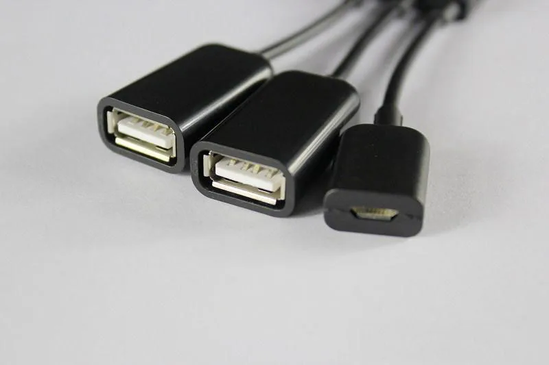 5Pin Micro B Male 2 портовый USB A Женский OTG Хост хаб разветвитель кабель для синхронизации