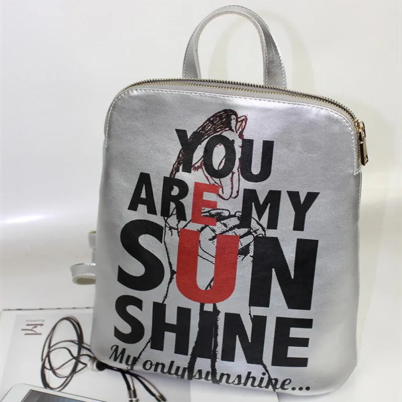 Модный серебристый женский рюкзак высококачественные рюкзаки из натуральной