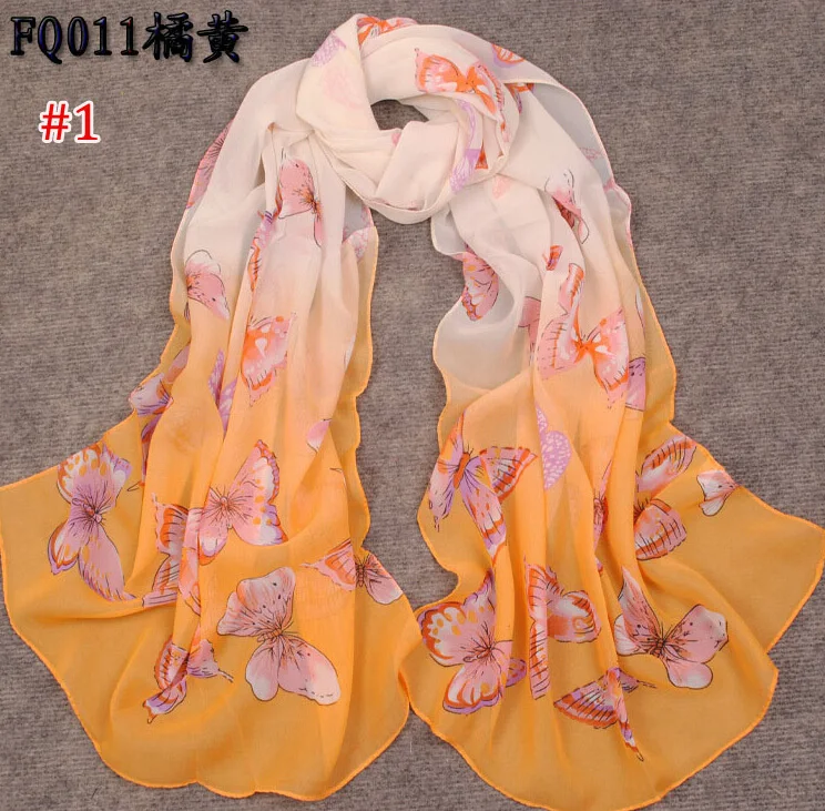 Оптовая продажа 10 шт./лот принт бабочки Цветочный шарф/шали шифоновый красивый