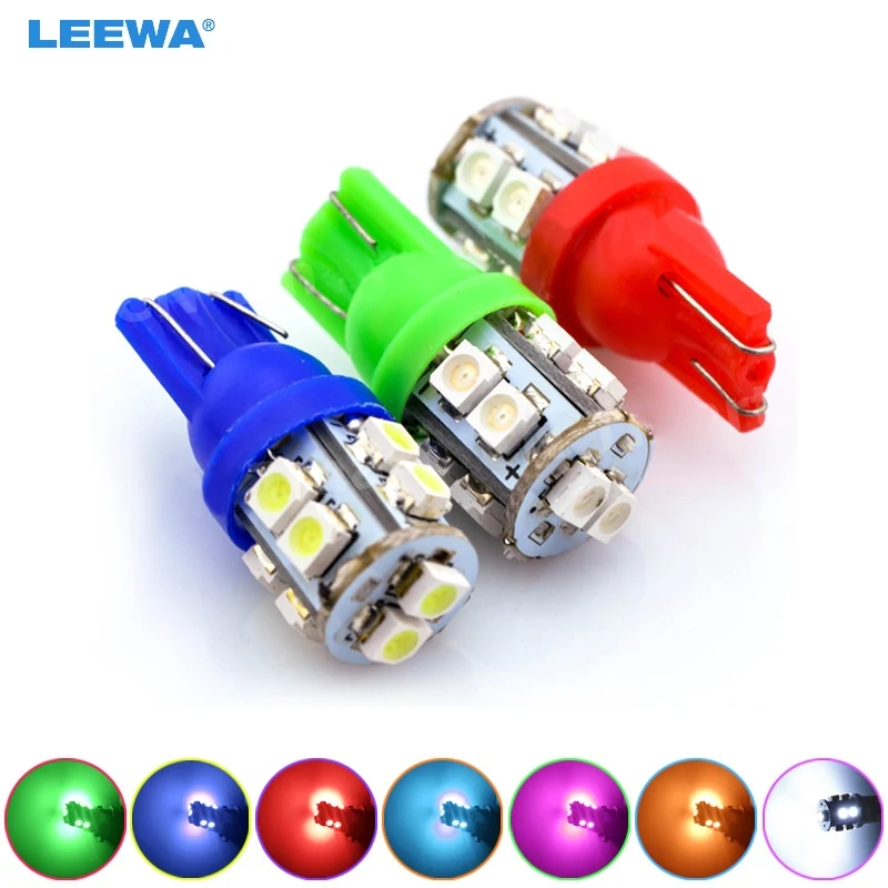 LEEWA 5 шт. яркий T10 клин 168 194 W5W Автомобильные светодиодные лампы 1210 10SMD 12 в 7 цветов