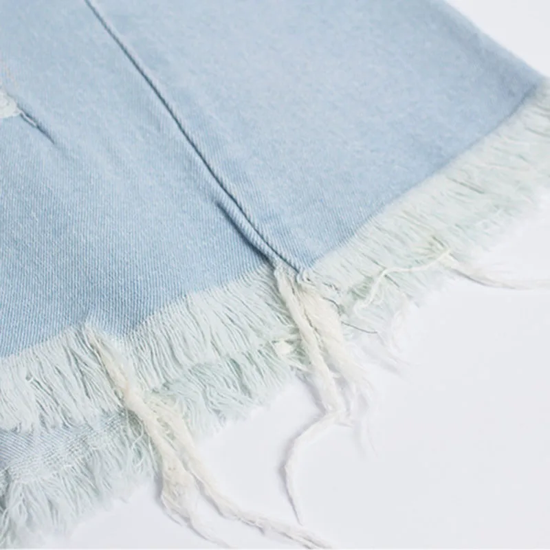 Женские летние выбеленные джинсы с высокой талией свободные до середины икры из