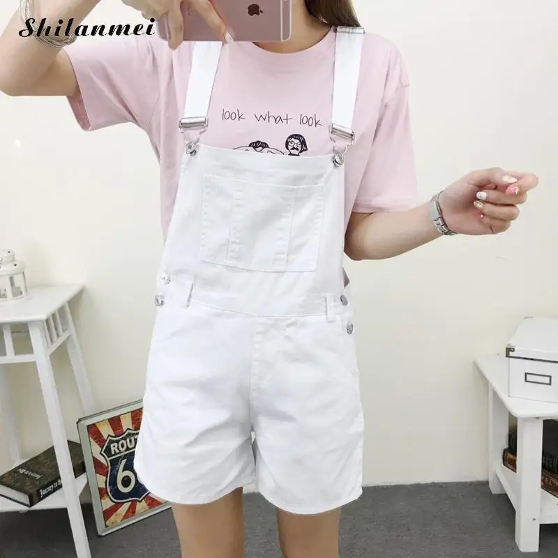 Denim Overalls Women Lovely Jumpsuits 2018 Summer Jeans Shorts Pink/white/black Overall Jumpsuit | Женская одежда