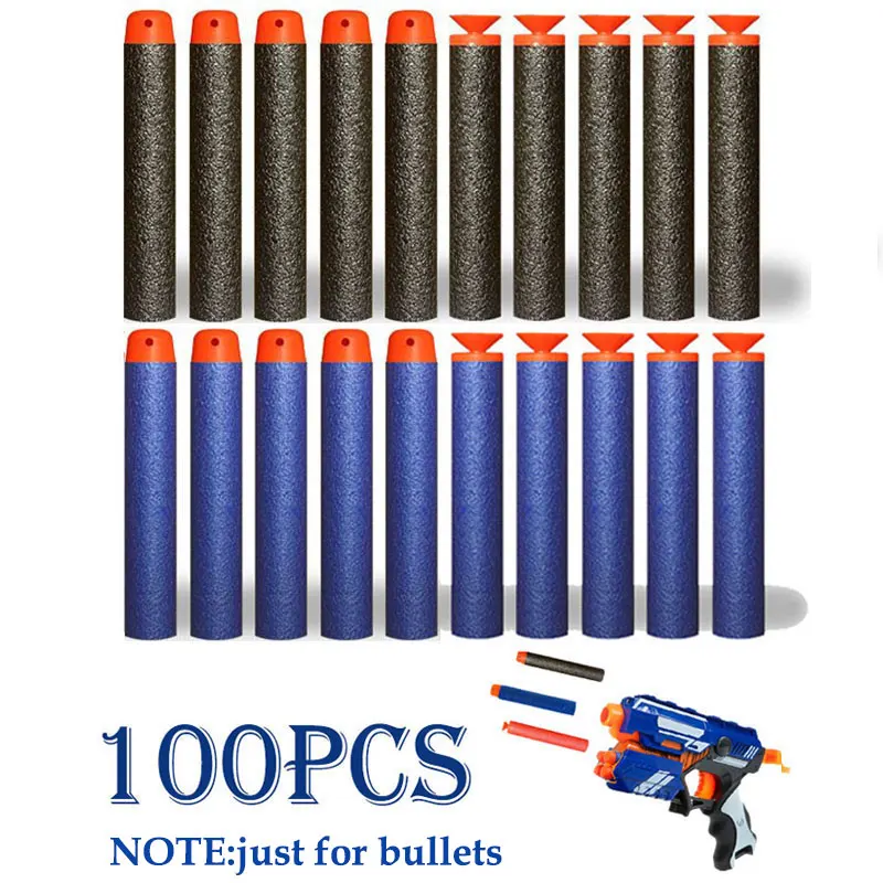 

100pcs Soft Hollow Round Head And Sucker Refill Darts Toy Gun Nerf Bullets Series EVA military Gift Toys For Kid Children ner