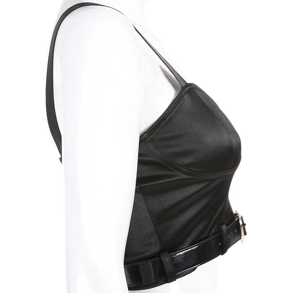 2019 кроп топ модное пикантное платье Топ в форме сердца плоский ремень короткие