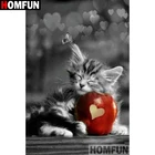 Алмазная 5d-картина HOMFUN животные, кот, яблоки, вышивка крестиком, полное покрытие, квадратныекруглые, домашний декор, A19055