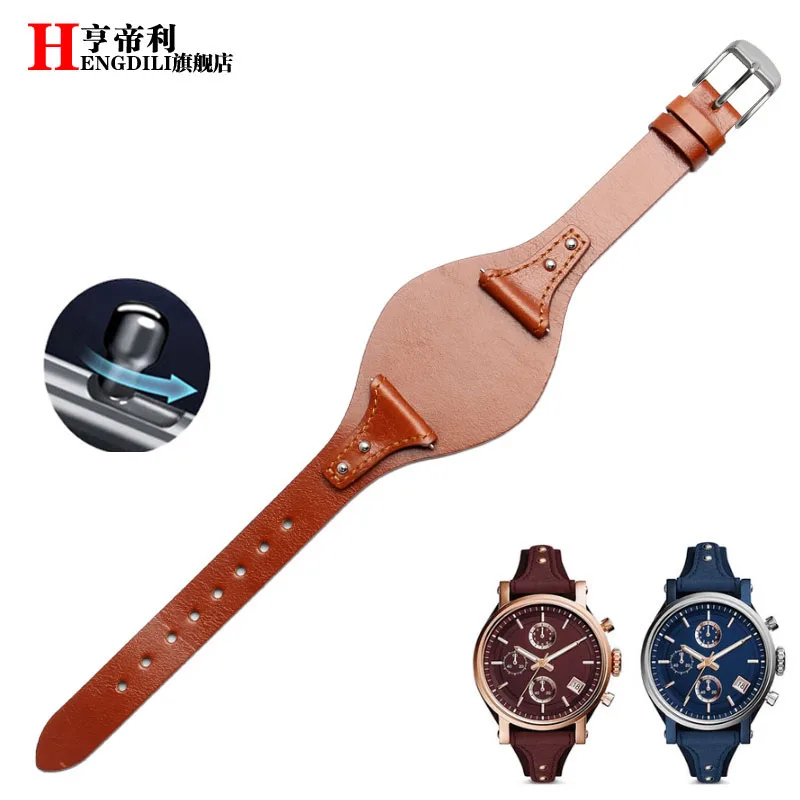 brown-silver buckle Первый слой телячьей кожи ремешок для Fossil ES3616 ES3838 ES4114 Женская Серия 18 мм Натуральная кожа ремешок для часов Quick release - Цвет ремешка: brown-silver buckle