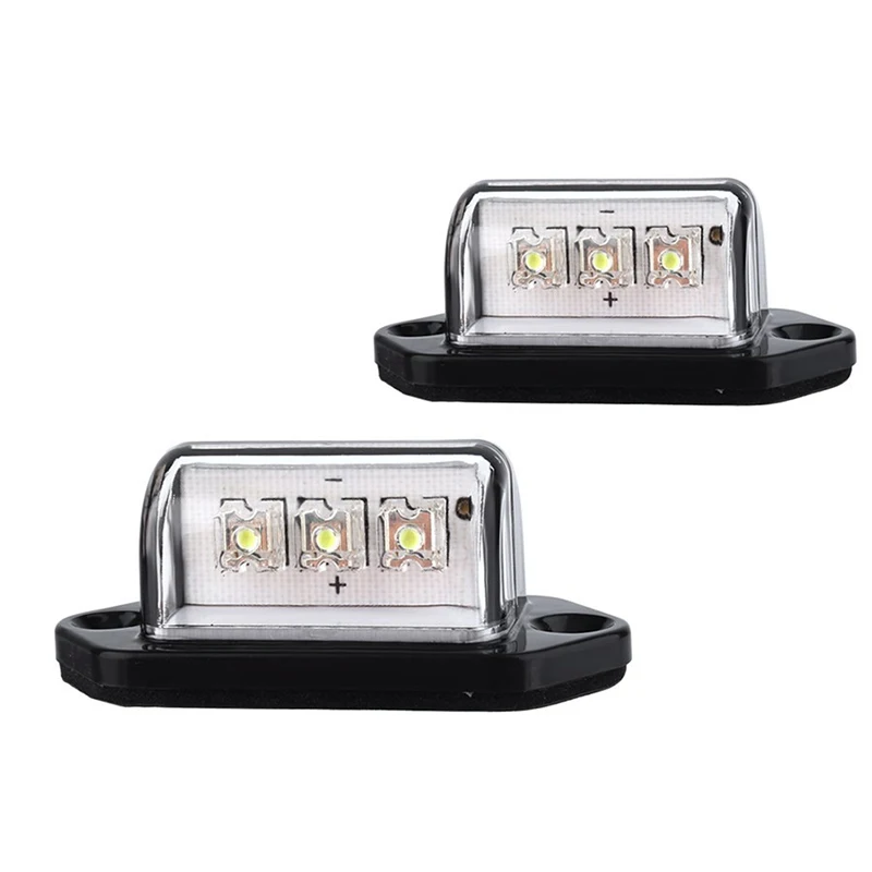 

1Pair 3LED 12V Truck Trailer License Plate Lights 3W White LED Number Plate Light
