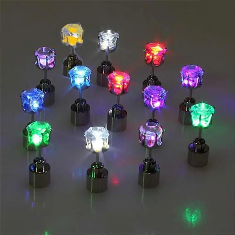 Серьги гвоздики из нержавеющей стали со светодиодной подсветкой 1 пара|unisex led|unisex