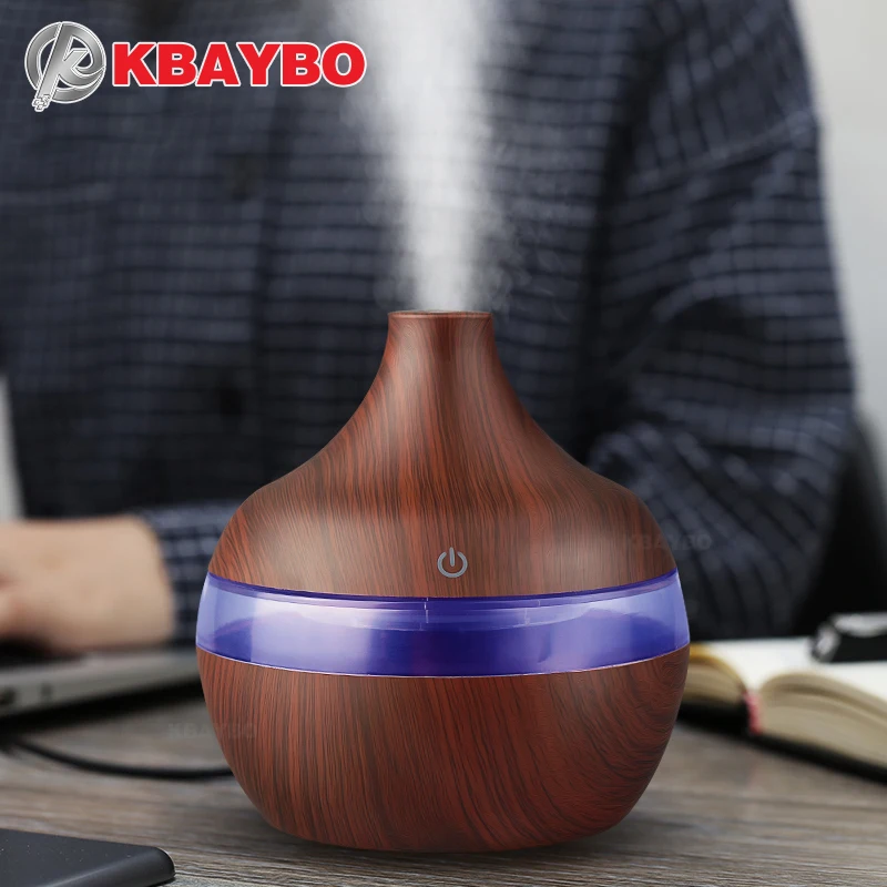 USB 300 мл Арома увлажнитель воздуха ароматерапия дерево зерна 7 цветов