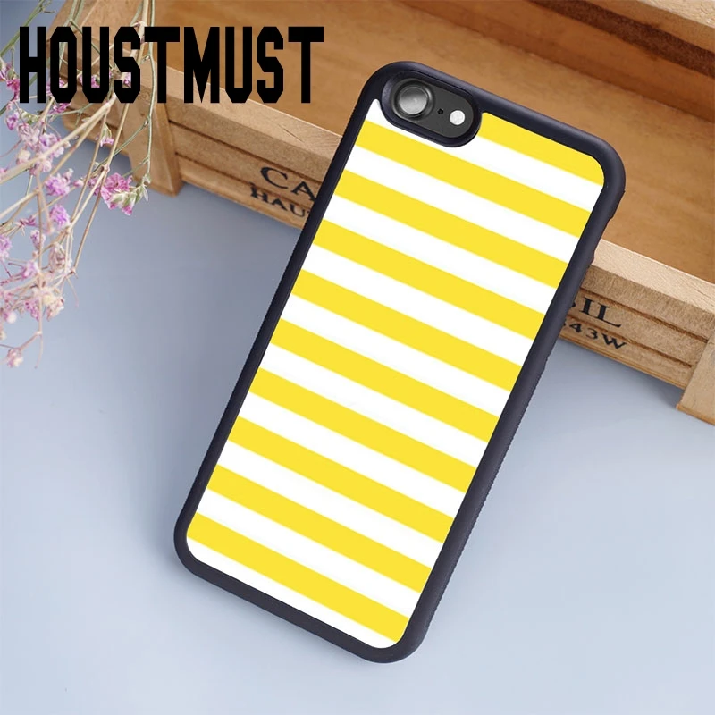 HOUSTMUST lemon желтыми полосками Стильная крышка чехол для Iphone 5 5s se 6 S 7 8 Plus X samsung galaxy S5 S6