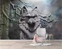 beibehang custom wallpaper 3d photo mural embossed forest wolf living room wall decoration painting 3d wallpaper papel de parede