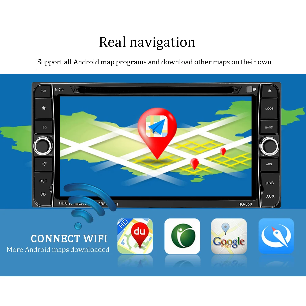 Amprime 7 'ƈ Din Автомобильный мультимедийный плеер Android 2Din автомобиля радио