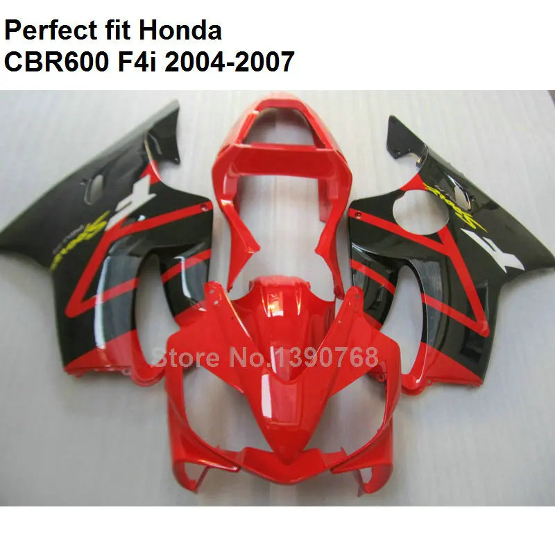 Обтекатель из АБС пластика для Honda CBR600 F4i 04 05 06 07 Комплект Черно красных