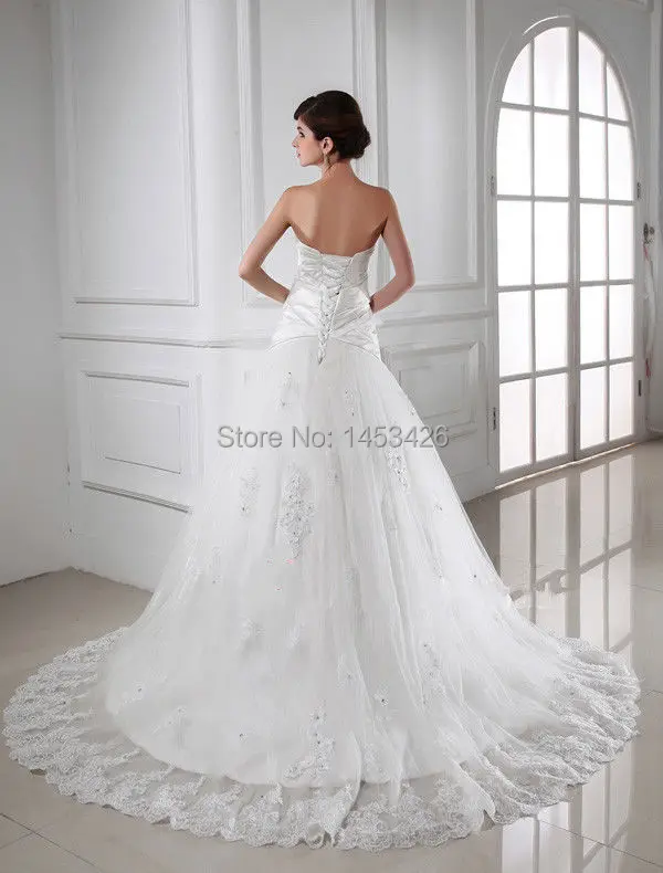 Ball Gown Sweetheart Sleeveless Lace up back Sweep Train Wedding Dresses Bridal custom made | Свадьбы и торжества