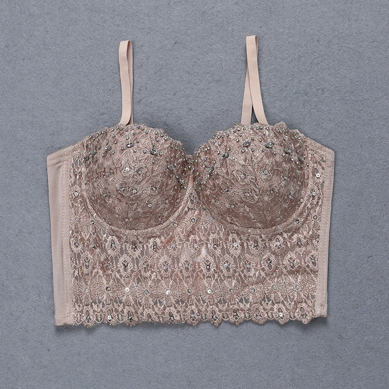 INDRESSME 2019 Новый Сексуальный Кружевной укороченный топ с открытой спиной блестками