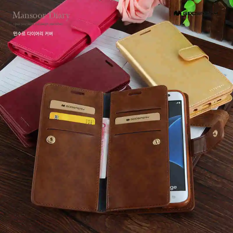 Sam S10 Original Goospery Mansoor Diary Flip Wallet MultFunction Case For samsung galaxy S8 S9 plus note8 note 9 + card holders | Мобильные