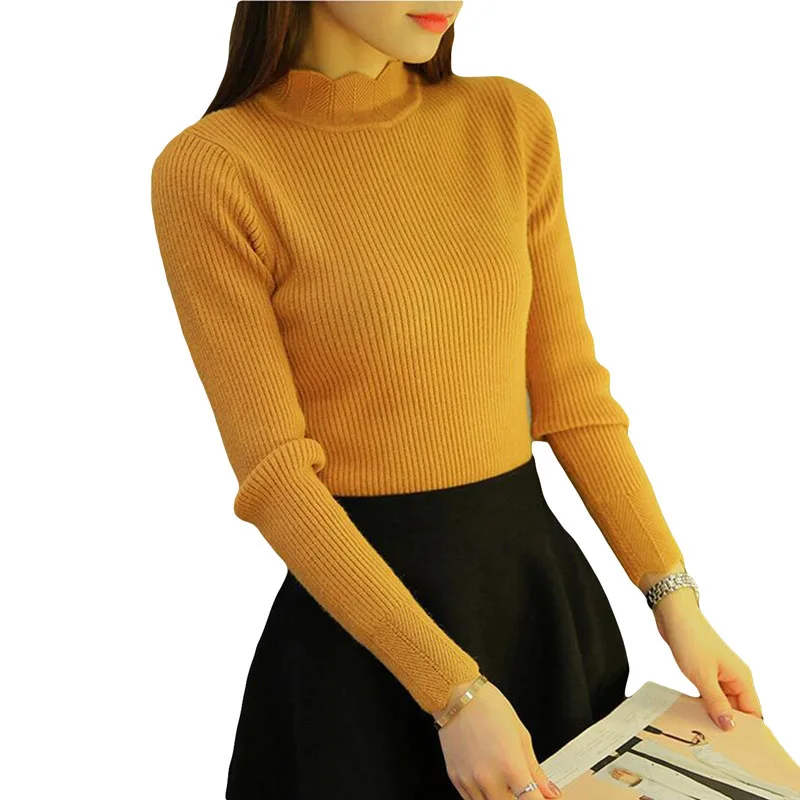 

2018 Autumn Winter New Women Sweater coat Solid color half turtleneck Pullover Sweater Women fashion office lady Sweaters RE0915