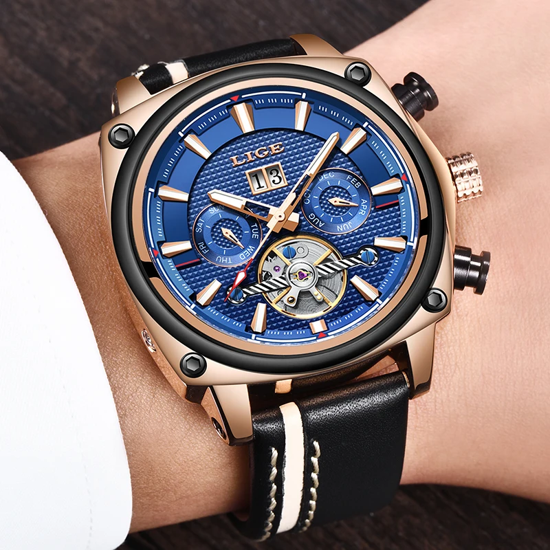 Reloj Hombre 2019 LIGE мужские часы Tourbillon модные роскошные спортивные механические