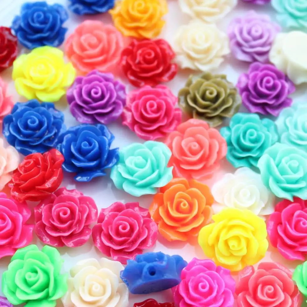 

150pcs medium drilled mixed 19 mm Resin Cabochon, Hole resin flower, drill cabochon flower, mixed lot flower, mixed rose