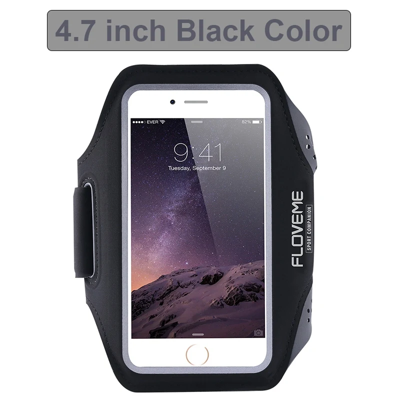 4.7inch Black FLOVEME Спортивная Беговая наручная повязка телефон браслет на запястье Универсальный мобильный телефон Велоспорт повязка на руку чехол для iPhone samsung Xiaomi мобильного телефона - Цвет: 4.7inch Black