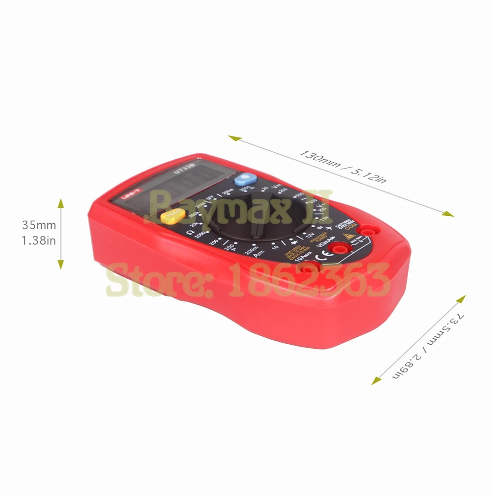 UNI-T UT33B размер ладони AC/DC напряжение, постоянный ток, сопротивление цифровой мультиметр с 1,5 В/9 В/12 В тест батареи