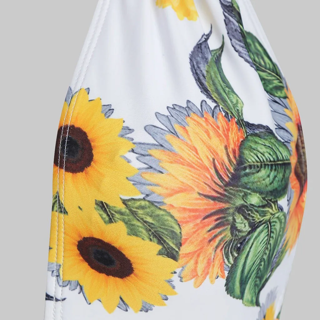 Женский купальник Цельный с подсолнухом открытой спиной монокини zwemkleding vrouwen
