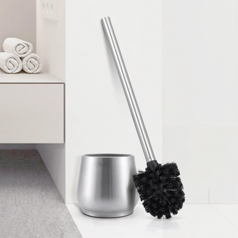 

ANHO Stainless Steel Toilet Brush Set European-style Bathroom Cleaning Brush with Teardrop-shaped Base WC Cleaning Accessories
