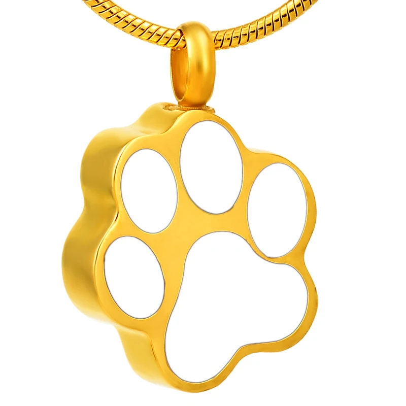 

IJD8451 Stainless Steel Dog Paw Cremation Ashes Urn Memorial Necklace Keepsake Chian Pendant Locket Funnel Included