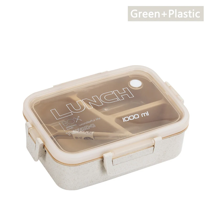 Pls-Beige TUUTH микроволновая коробка для ланча Пшеничная солома из нержавеющей стали портативная коробка для бенто герметичный контейнер для хранения еды - Цвет: Pls-Beige