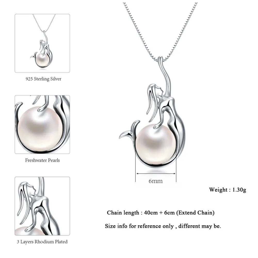 ORSA JEWELS 925 пробы серебряные женские ожерелья и подвески из пресноводного жемчуга уникальный кулон Русалочка Модные женские ювелирные изделия PSN48
