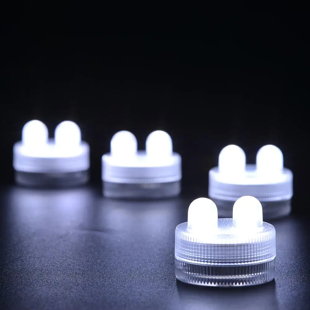 100pcs Dual Double LED Submersible LED Floralyte Light 2pcs CR2032 Battery Operated Long Lasting  Aquarium Waterproof led lights