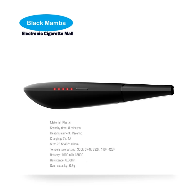 Оригинальный blk черный вапоризатор Mamba Herbstick Temp-control электронная сигарета сухой