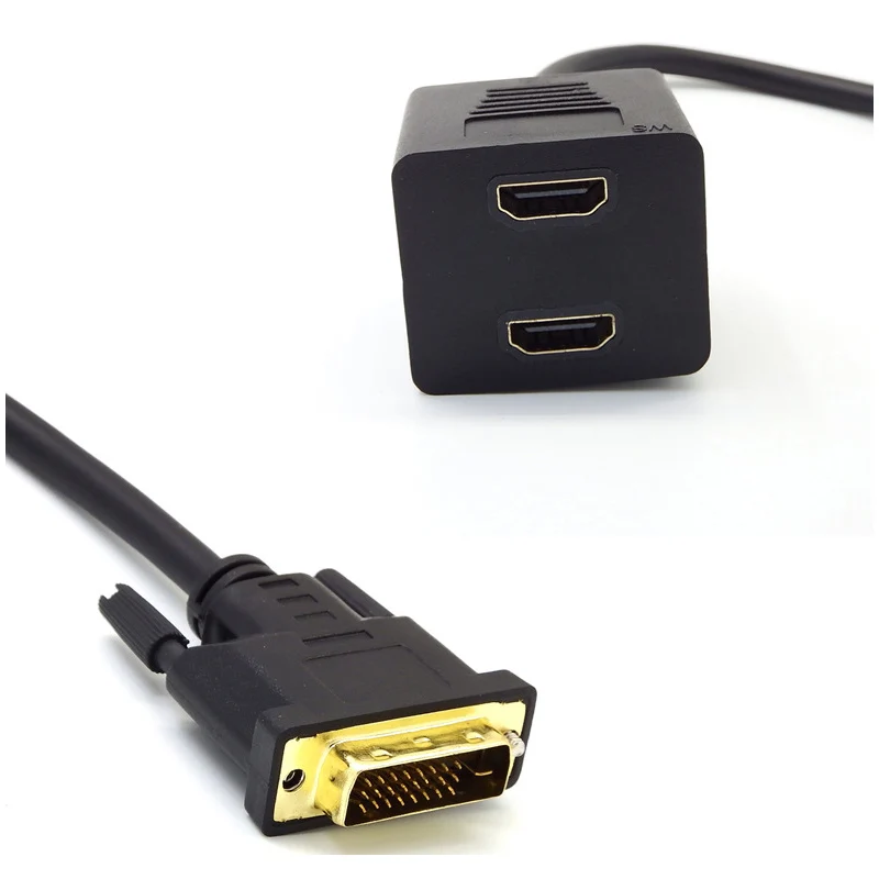 Разветвитель DVI 24 + 1 штекер на 2 * HDMI гнездовой адаптер кабель для HDTV LCD D