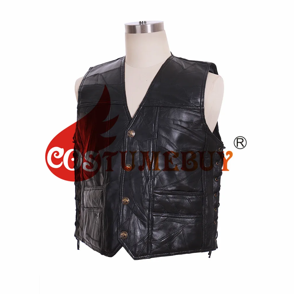 Байкерский жилет CostumeBuy с нашивками Мотоциклетные Куртки из натуральной овечьей