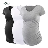 pack of 3pcs maternity clothes pregnant top v neck side ruched maternity t shirts womens clothing pregnancy tee shirt ropa mujer