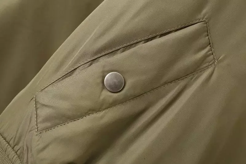 Модная женская стеганая куртка-бомбер зеленого цвета с v-образным вырезом, короткая тонкая стеганая куртка-бомбер, пальто, верхняя одежда пилотов