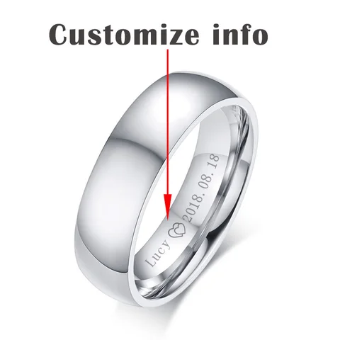 Базовые обручальные кольца для женщин и мужчин, с гравировкой имени, с датой, с любовью, с обещанием, на годовщину, День Святого Валентина, подарок