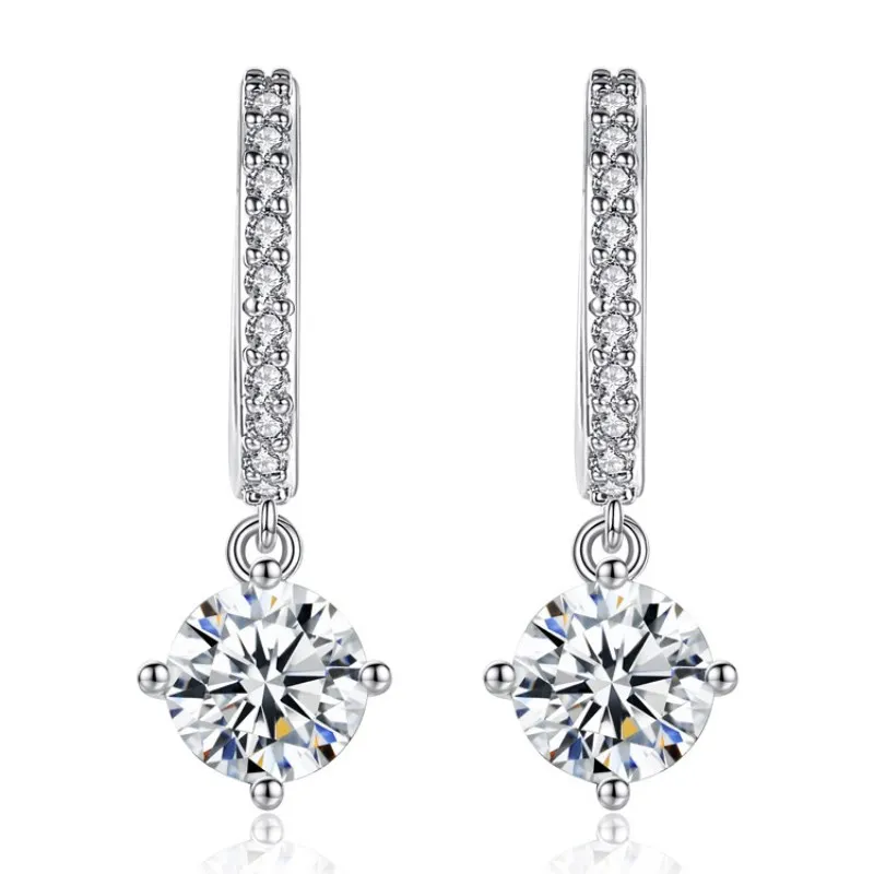 Geometric Round Crystal CZ Wedding Dangle Drop Earrings Fashion fine jewelry Gold Zircon Pendant hanging For Women gift | Украшения и