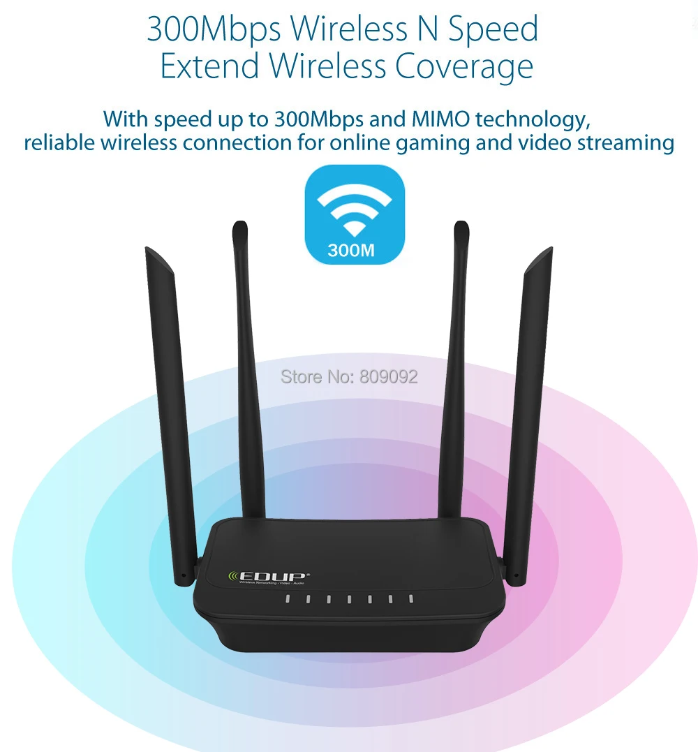Беспроводной умный Wi Fi роутер 300 Мбит/с Ретранслятор с четырьмя антеннами 5 дБи