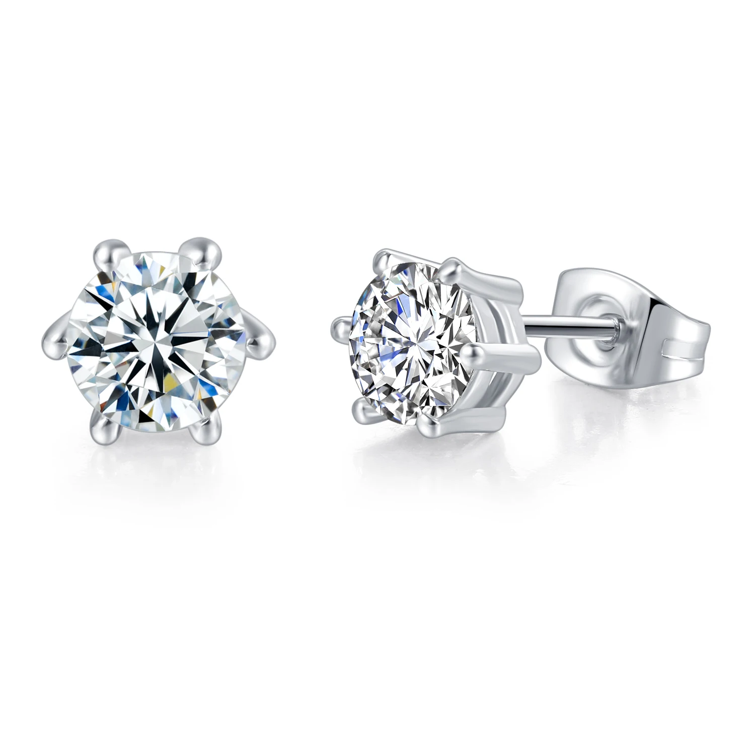 Шесть когтей 5 мм 0.5ct CZ Кристалл розовое золото цвет серьги гвоздики Кристалл Свадебные украшения для женщин brincos E036 E035