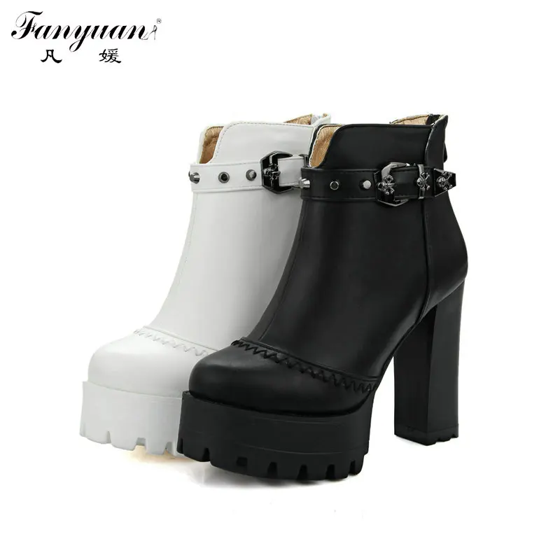 Женские ботинки на Высоком толстом каблуке высокой платформе с застежкой