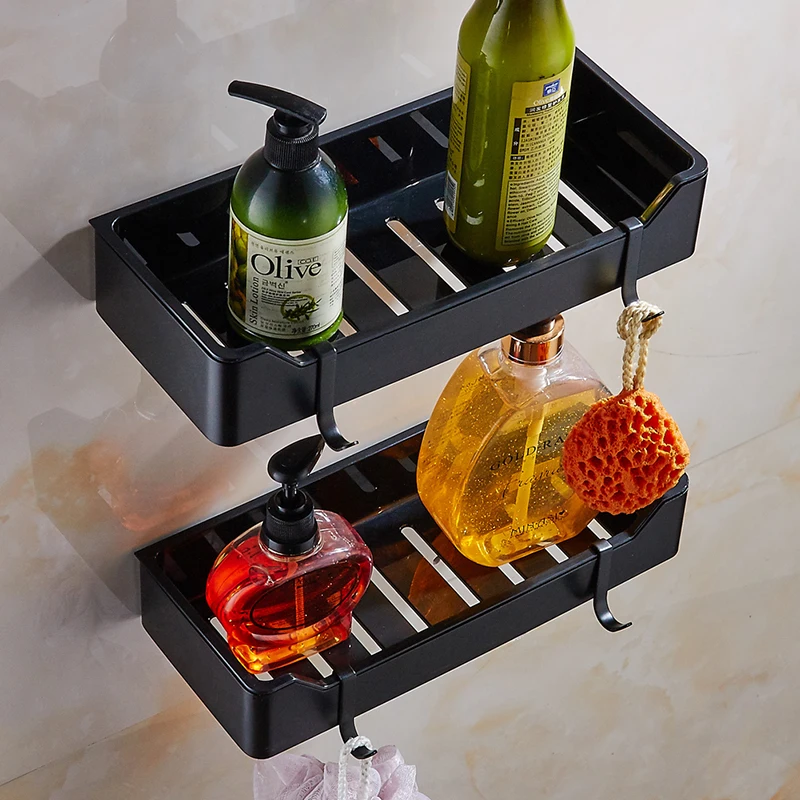 Черные полки для ванной комнаты из матового никеля|bathroom shelf|black bathroom shelfstainless shelf |