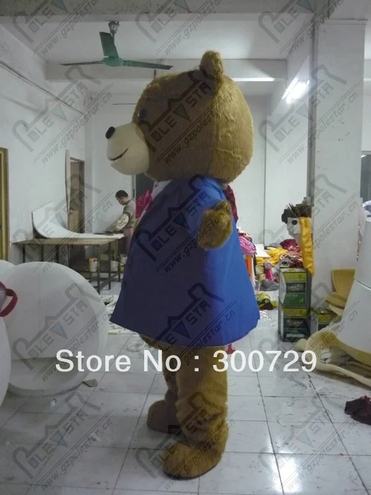 Высокое качество Тэд талисман костюм с синим платьем персонаж синий пальто