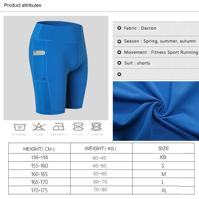 Горячие сексуальные карманные спортивные женские шорты Компрессионные фитнес