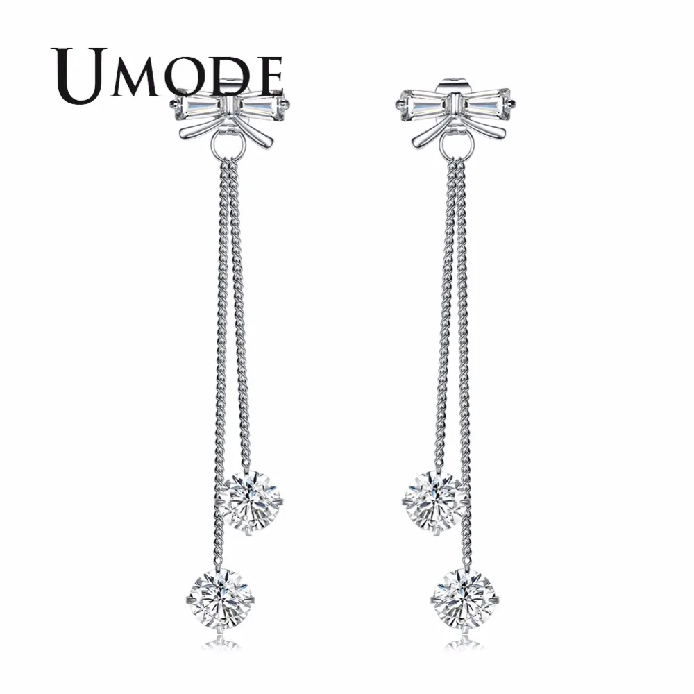 Модные свадебные длинные висячие серьги UMODE для женщин женские ювелирные изделия