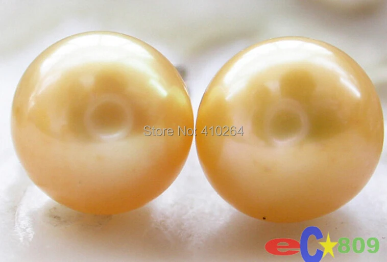 

9-10MM YELLOW ROUND FRESHWATER PEARL EARRING 925sc