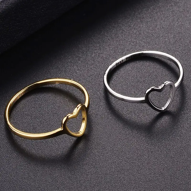 Classic Women Heart Rings for Best Friend Present Girls In Fashion Silver Rose Gold Ring Female Promotion Dropshipping SP047 | Украшения и