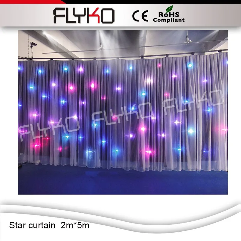 Пожаробезопасный светодиодный звездный занавес rgb 2*5 м FLYKO|led curtain rgb|led star curtainrgb led |